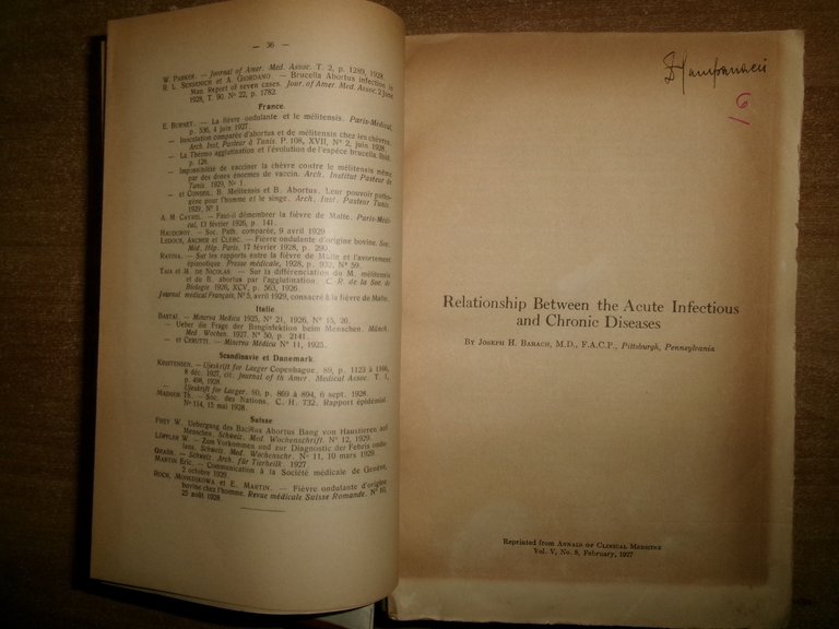 AA. VV. Miscellanea di numerosi opuscoli/estratti infezioni; immunità; serologia 1907/25