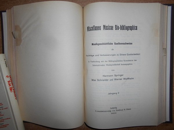 Miscellanea Musicae Bio-bibliographica : Musikgeschichtliche Quellennachweise als Nachträge und Verbesserungen …