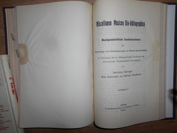 Miscellanea Musicae Bio-bibliographica : Musikgeschichtliche Quellennachweise als Nachträge und Verbesserungen …