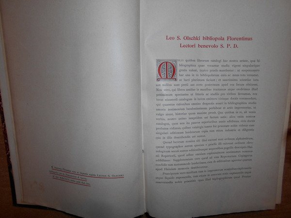 Monumenta Typographica catalogus LIII. Leonem S. Olschki