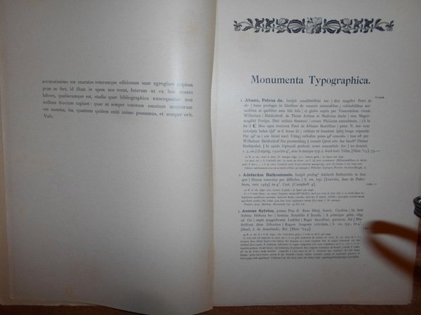 MONUMENTA TYPOGRAPHICA. Catalogus LVII