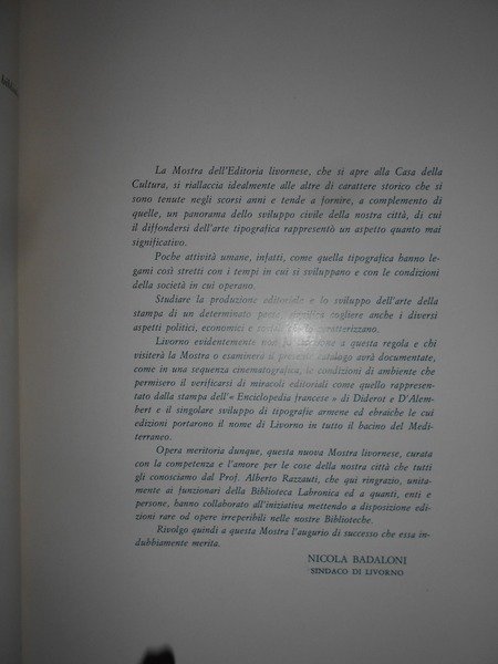 MOSTRA DELL'EDITORIA LIVORNESE (1643-1900)