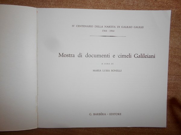MOSTRA di documenti e cimeli Galileiani