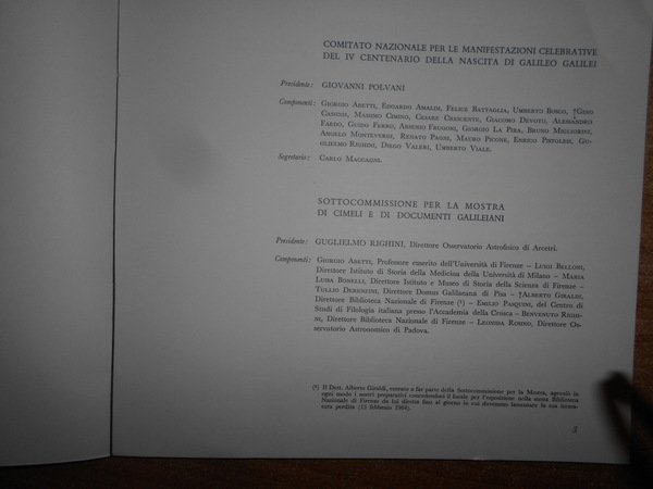 MOSTRA di documenti e cimeli Galileiani