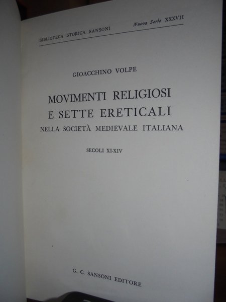 Movimenti religiosi e sette ereticali nella società medievale italiana secoli …