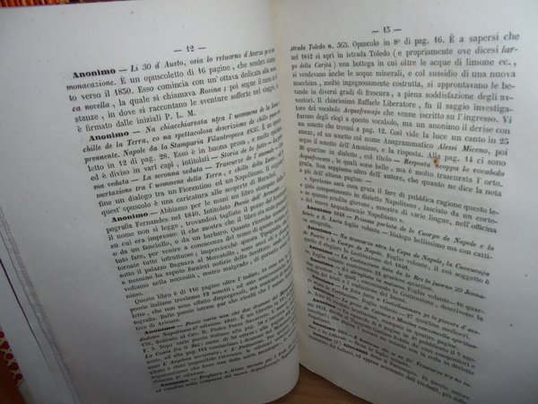 (Napoli) Notizie Biografiche e Bibliografiche degli Scrittori del dialetto napolitano