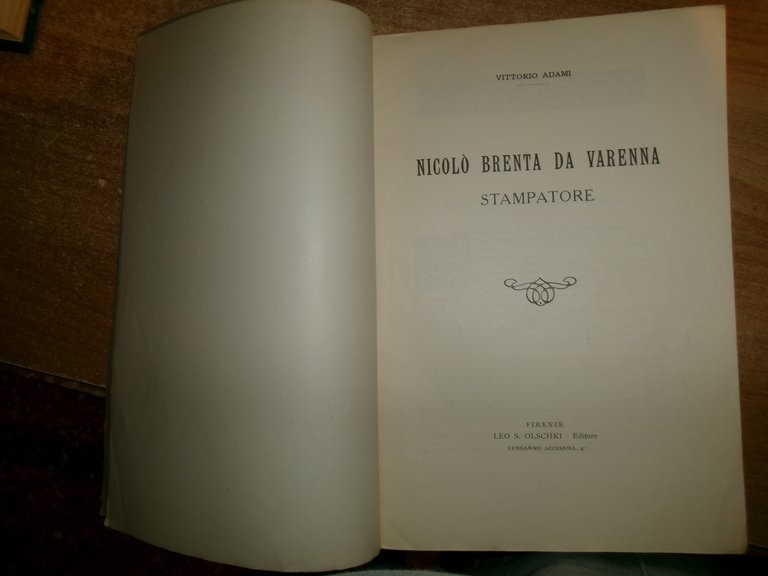 Nicolò Brenta da Varenna Stampatore. VITTORIO ADAMI 1923