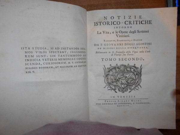 NOTIZIE ISTORICO-CRITICHE INTORNO LA VITA, E LE OPERE DEGLI SCRITTORI …