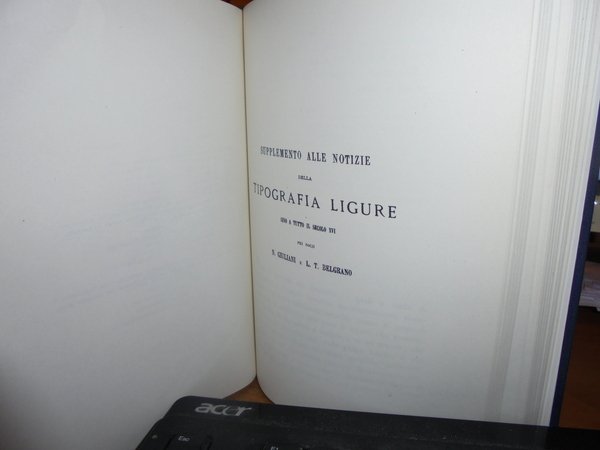 NOTIZIE sulla Tipografia Ligure sino a tutto il Secolo XVI …