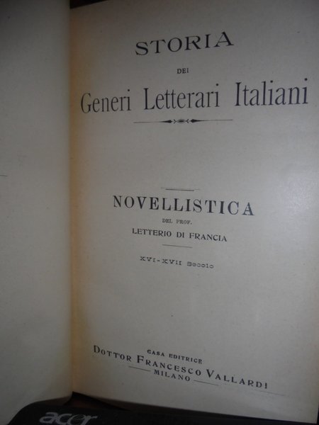 NOVELLISTICA dalle origini al Bandello. Vol. I. Vol. II.