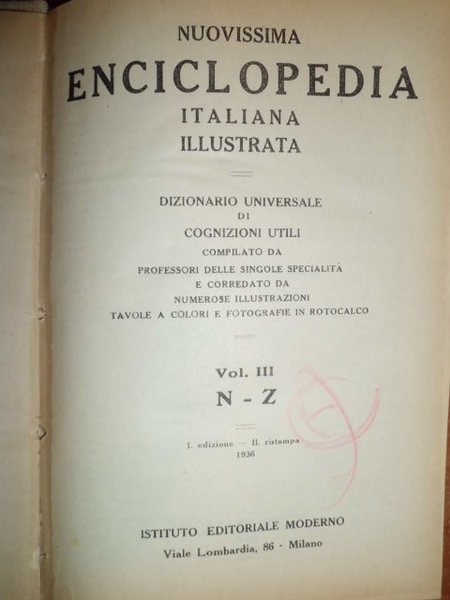 NUOVISSIMA ENCICLOPEDIA ITALIANA ILLUSTRATA