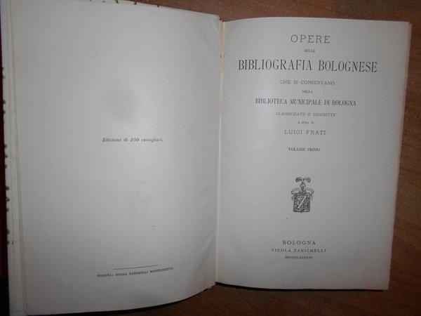 OPERE della Bibliografia Bolognese che si conservano nella Biblioteca Municipale …