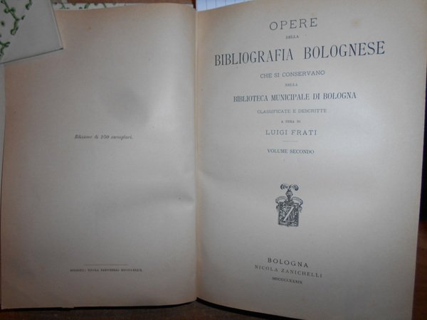 OPERE della Bibliografia Bolognese che si conservano nella Biblioteca Municipale …