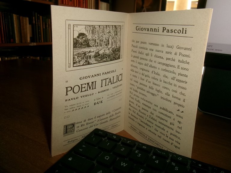 Opere di Giovanni Pascoli. (Catalogo editoriale). ZANICHELLI s.d.
