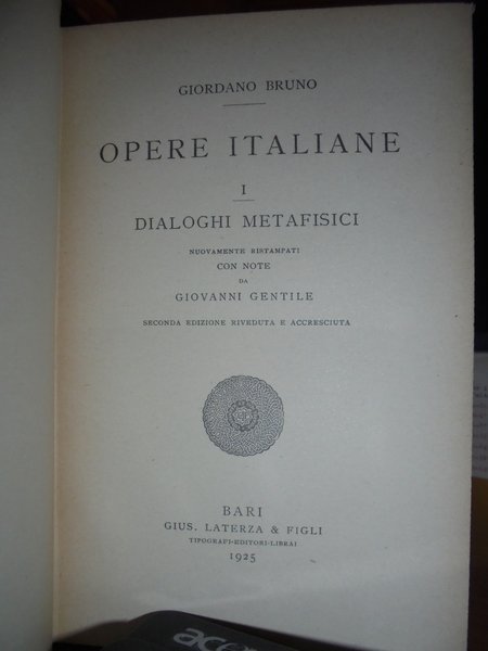 Opere Italiane Dialoghi Metafisici- Dialoghi Morali