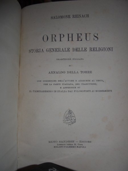 ORPHEUS storia generale delle religioni.