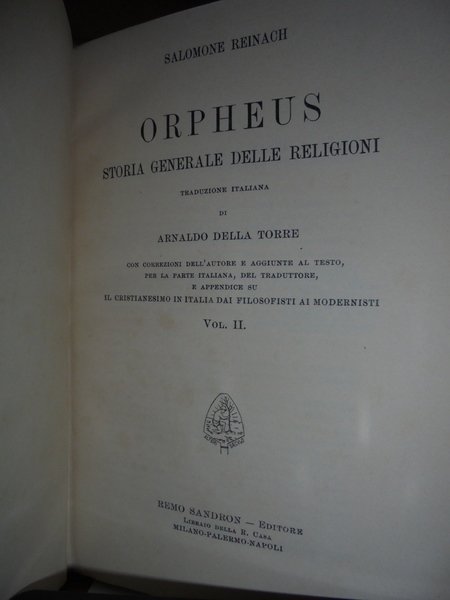 ORPHEUS storia generale delle religioni.