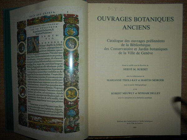 OUVRAGES BOTANIQUES ANCIENS. Catalogue des des Conservatoire et Jardin botaniques …