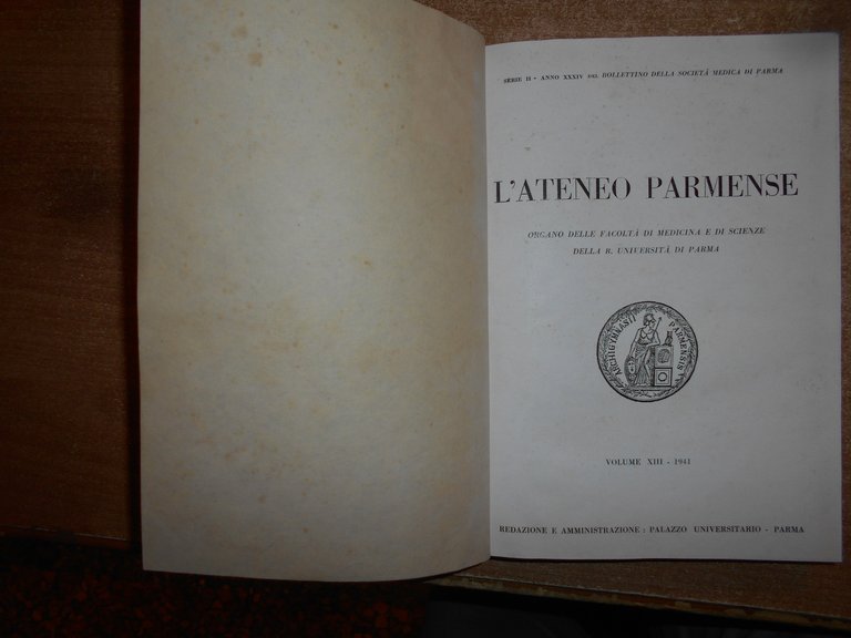 (PARMA) L' ATENEO PARMENSE 1941 organo delle Facoltà. Con ex …