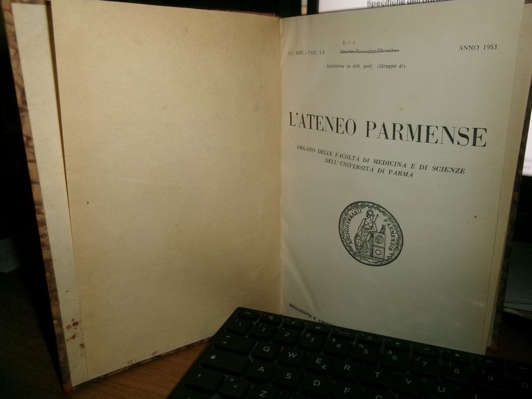 (Parma) L' Ateneo Parmense 1953 con ex libris Domenico Campanacci