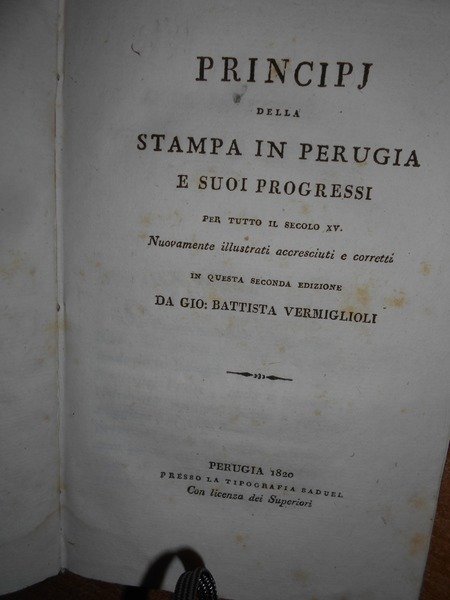 (Perugia) Principj della stampa perugina e suoi progressi per tutto …