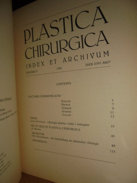 Plastica Chirurgica Index et Archivium