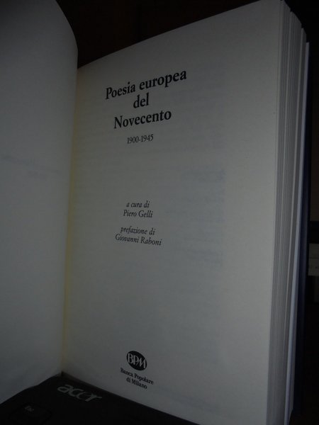 Poesia Italiana del Novecento. Poesia Europea del Novecento. Poesia delle …