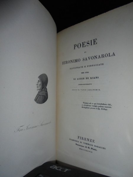 POESIE di Ieronimo Savonarola. Trattato di Frate Ieronimo Savonarola