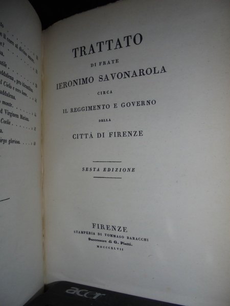 POESIE di Ieronimo Savonarola. Trattato di Frate Ieronimo Savonarola
