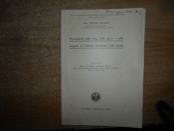 Precisazioni sulla vita, sulle opere e sulle scoperte di Fabrizio …
