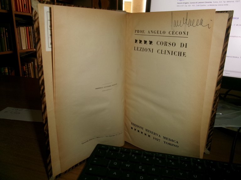 Prof. ANGELO CECONI. Corso di Lezioni Cliniche 1927