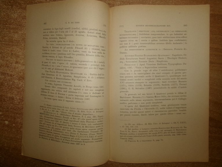 Prof. G.B. DE TONI. Notizie bio-bibliografiche intorno EVANGELISTA QUATTRAMI 1918 | Immagine Gallery 4