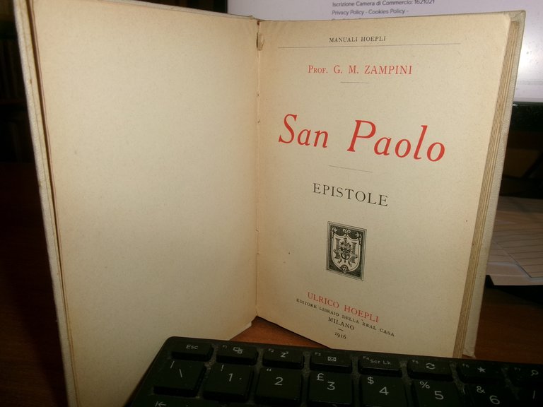 Prof. G. M. ZAMPINI - SAN PAOLO Epistole. Hoepli, 1916