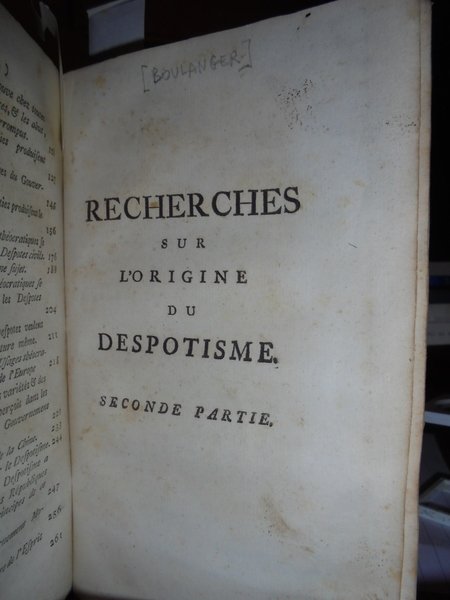 Recherches sur l' origine du Despotisme Oriental. Traité mathematique sur …