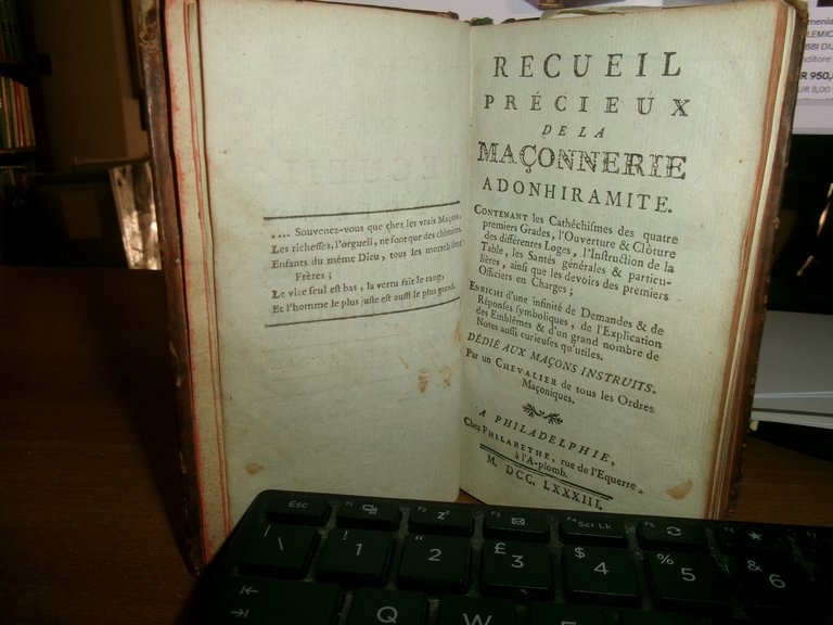 Recueil précieux de la Maçonnerie Adonhiramite...GUILLEMAIN de SAINT-VICTOR 1783