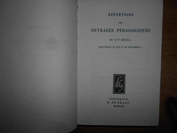 Répertoire des OUVRAGES Pédagogiques du XVI Siècle