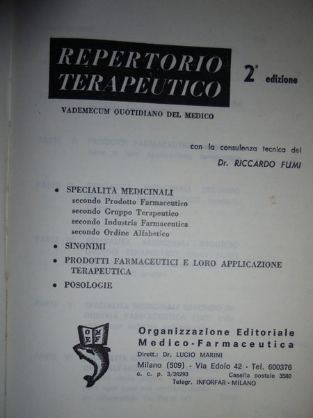 REPERTORIO TERAPEUTICO. Vademecum quotidiano del medico