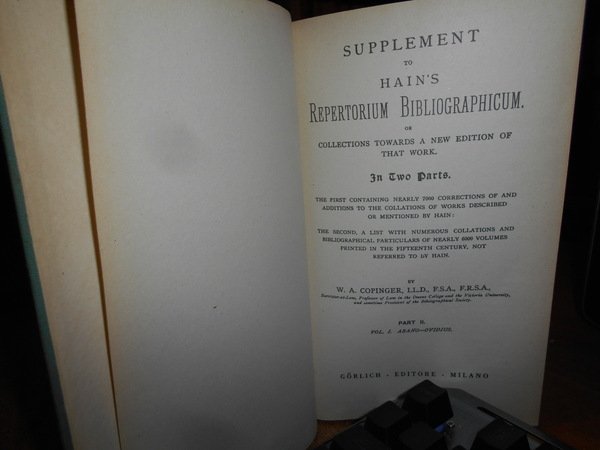 REPERTORIUM BIBLIOGRAPHICUM/SUPPLEMENT TO HAIN'S REPERTORIUM BIBIOGRAPHICUM-7 VOLL. (1948/1950)