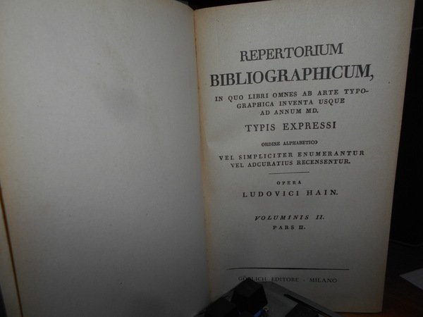 REPERTORIUM BIBLIOGRAPHICUM/SUPPLEMENT TO HAIN'S REPERTORIUM BIBIOGRAPHICUM-7 VOLL. (1948/1950)