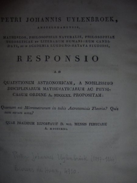 Responsio ad quaestionem astronomican, a nobilissimo disciplinarum mathematicarum ac physicarum …