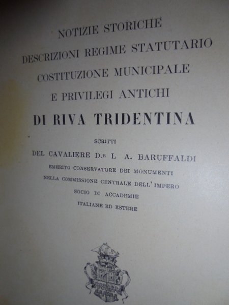 (Riva di Trento) Notizie storiche di Riva Tridentina, descrizioni, regime …