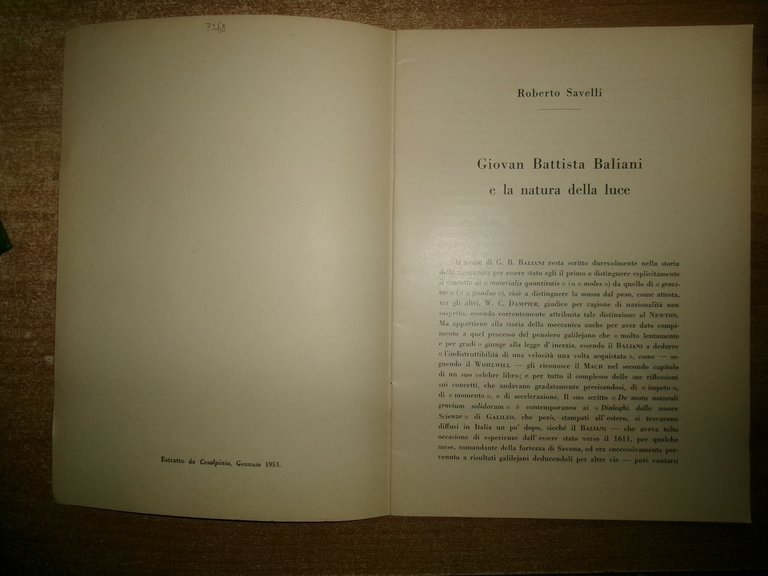 ROBERTO SAVELLI. Giovan Battista Baliani e la natura della luce … | Immagine Gallery 3