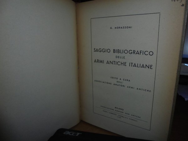 SAGGIO Bibliografico delle ARMI ANTICHE ITALIANE