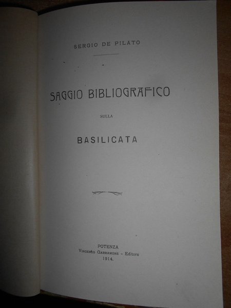 SAGGIO BIBLIOGRAFICO sulla BASILICATA