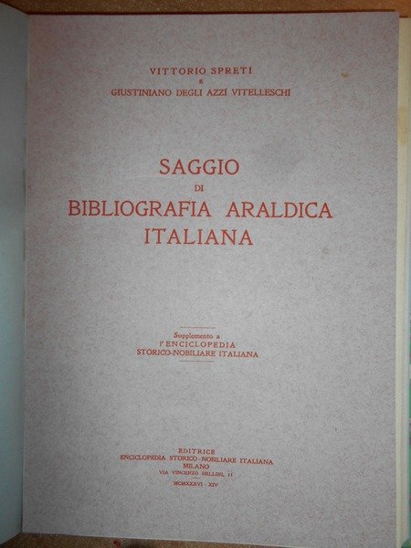 Saggio di Bibliografia Araldica Italiana