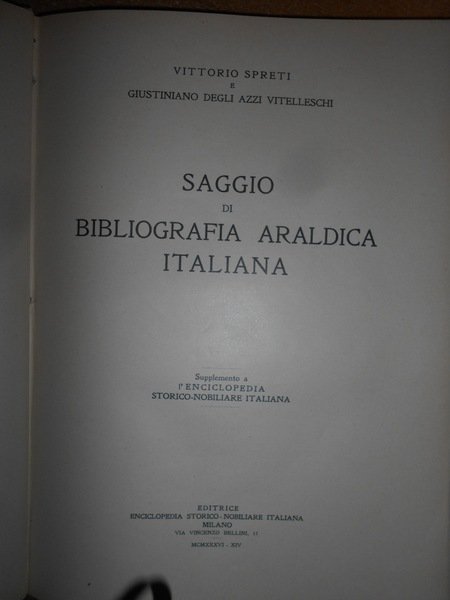 Saggio di Bibliografia Araldica Italiana