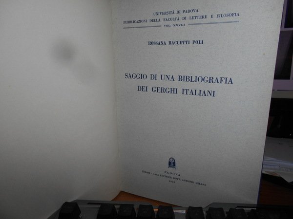 SAGGIO DI UNA BIBLIOGRAFIA DEI GERGHI ITALIANI