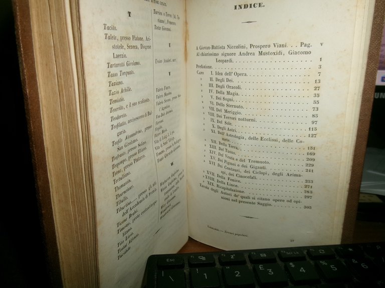 Saggio sopra gli errori popolari degli antichi...Di GIACOMO LEOPARDI 1851