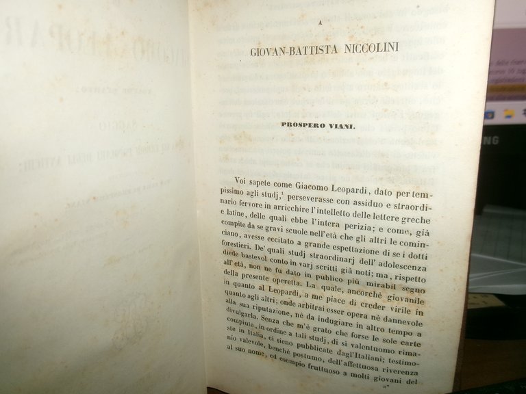 Saggio sopra gli errori popolari degli antichi...Di GIACOMO LEOPARDI 1851