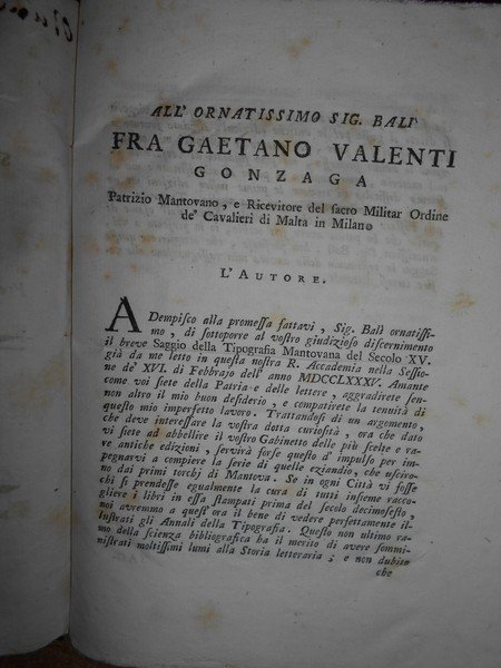 Saggio Storico-Critico sulla Tipografia Mantovana Del Secolo XV